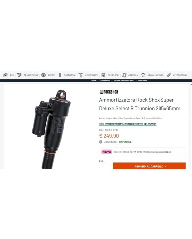 ammortizzatore mtb nuovo 205x65 attacco TRUNNION rockshox superdeluxe select +
