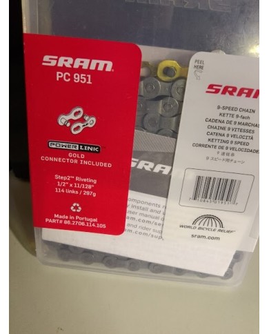 catena mtb 9 vel sram pc 951 114maglie più quick link