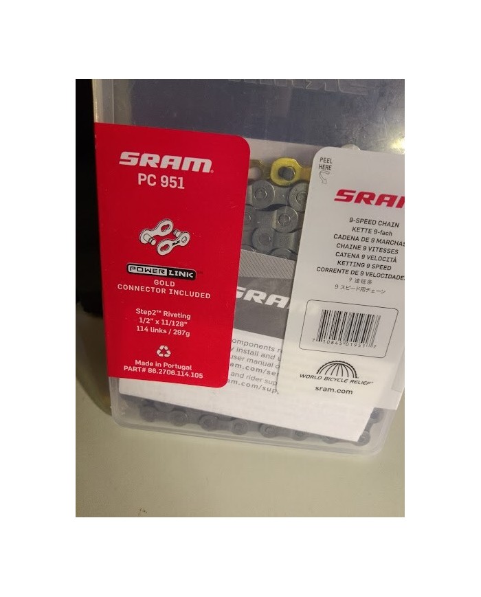 catena mtb 9 vel sram pc 951 114maglie più quick link