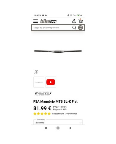 Manubrio MTB Carbonio Flat 31.8x700 Fsa Slk