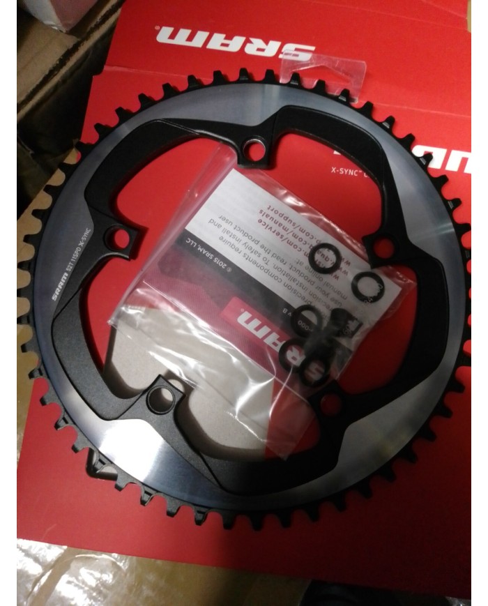 Corona per bici da corsa nuova 11 vel girobull 130 a 5 fori SRAM x-sync 52 denti