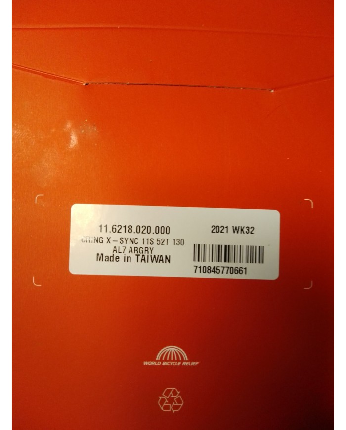 Corona per bici da corsa nuova 11 vel girobull 130 a 5 fori SRAM x-sync 52 denti