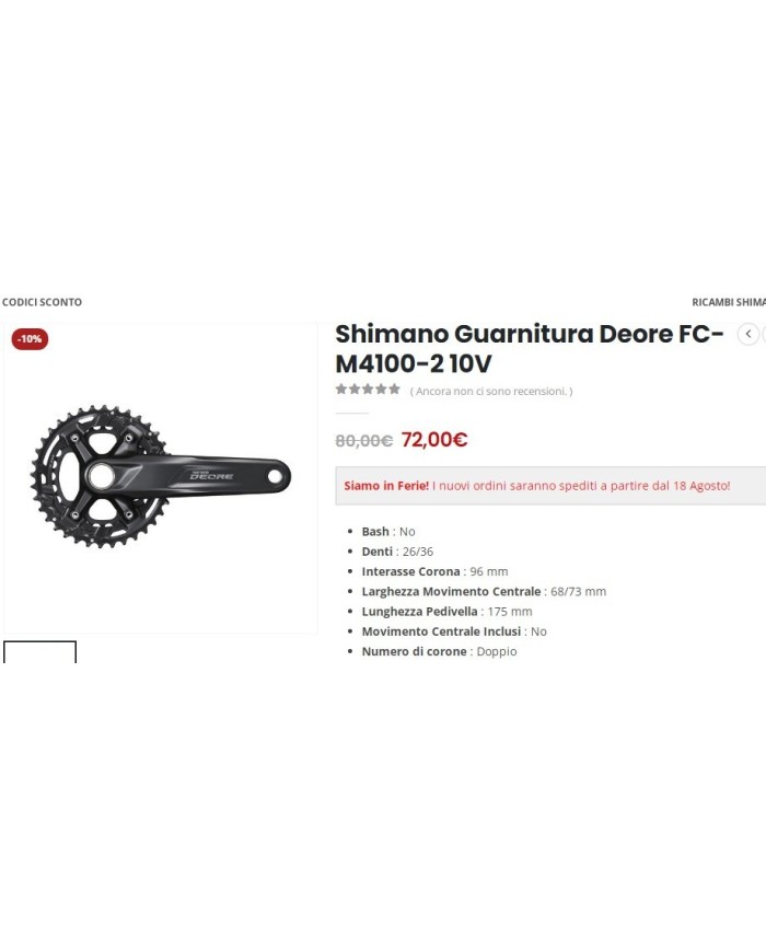 Shimano Guarnitura mtb doppa Deore FC-M4100-2 10V nuova Denti : 26/36