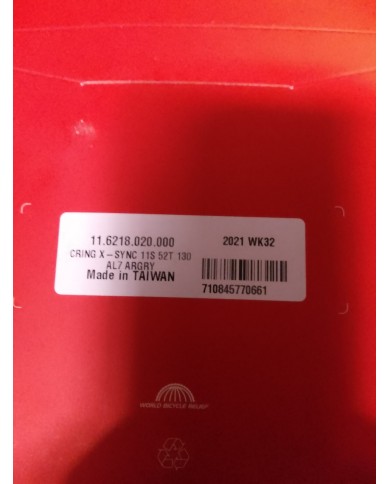 Corona per bici da corsa nuova 11 vel girobull 130 a 5 fori SRAM x-sync 52 denti