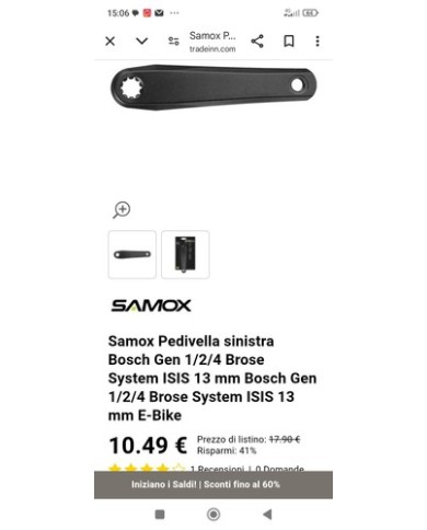 Coppia di pedivelle per e-bike samox 165mm per brose isis