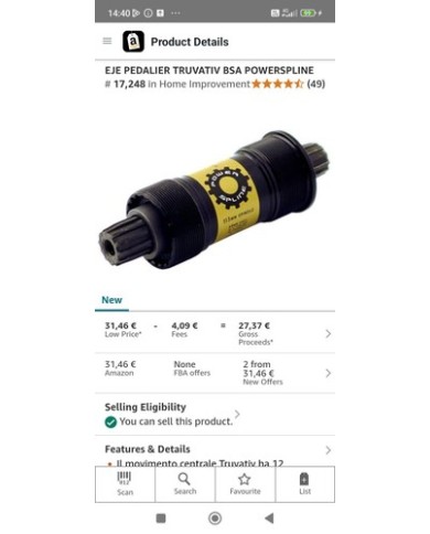 Caratteristiche - Guarnitura Truvativ STYLO 6K PowerSpline DM 32T