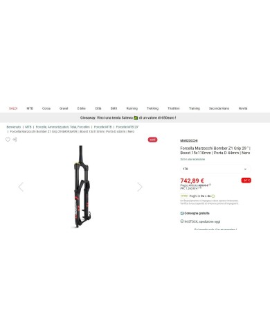 Forcella Marzocchi Bomber Z1 Grip 29 '' | Boost 15x110mm | offset 44 escurs 170m